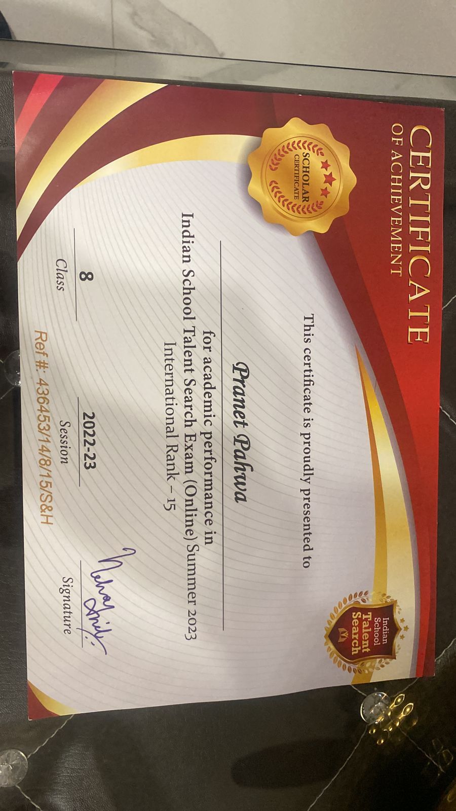 Pranet Pahwa: 15th Rank in Indian School Talent Search 2023