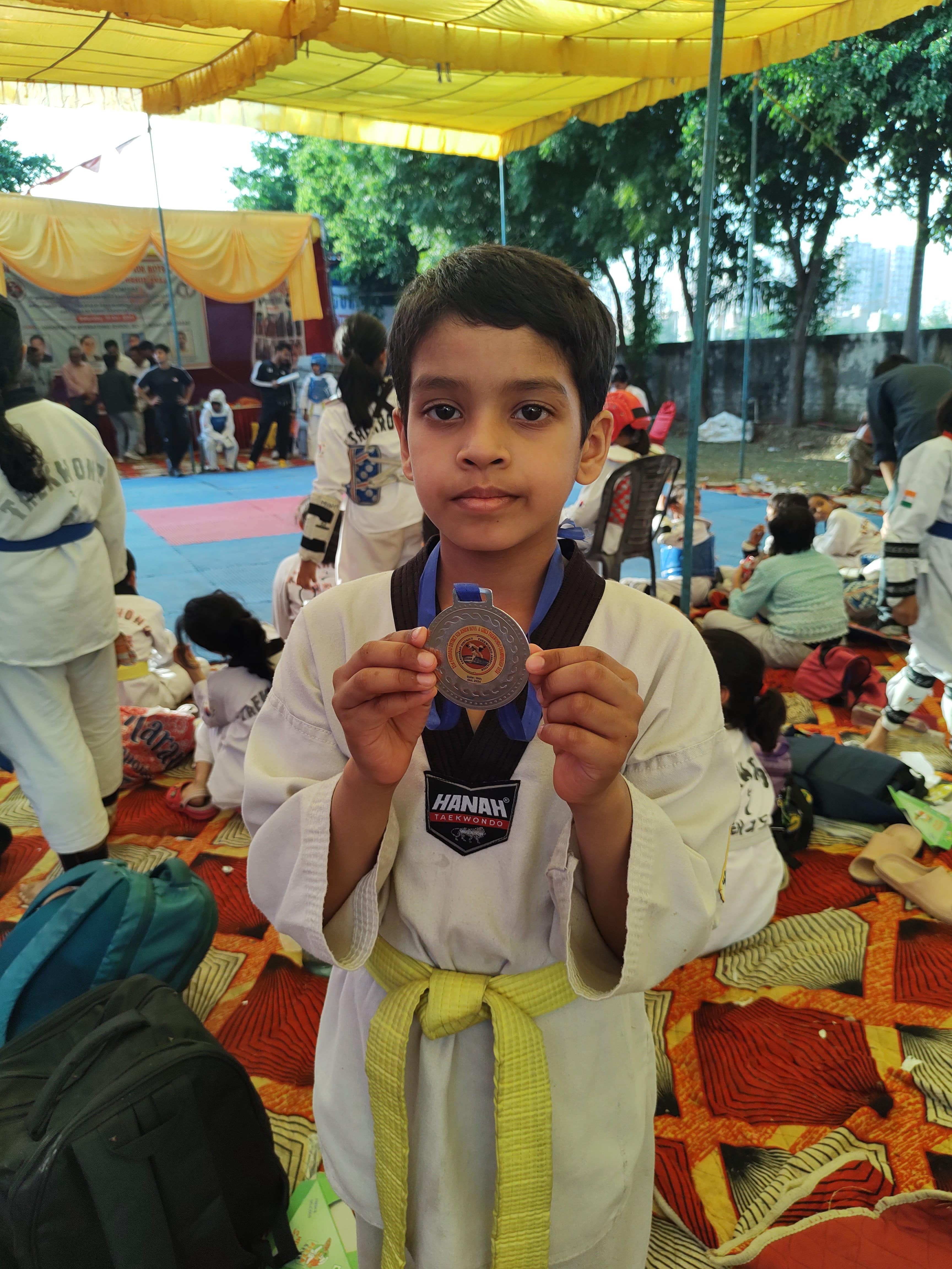 Kairav Pappu Wins Silver at the Faridabad District Sub Junior Taekwondo Championship 2024