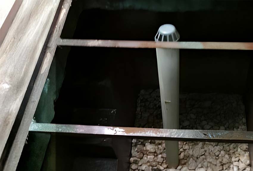 Rainwater harvesting pit at the school